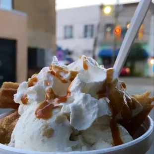 Churro Sundae with Banana Pudding Ice Cream