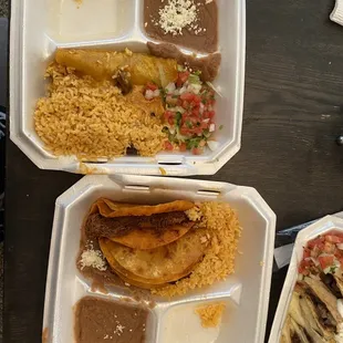 Confused because why is my rice together with my enchiladas &amp; Birria.. when there&apos;s a compartment for it that&apos;s empty...