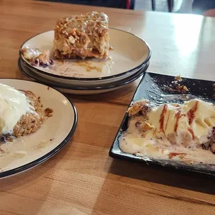Oatmeal and craisin cookie and ice cream; apple pie cheesecake; berry turnover with ice cream. Better looking in person!