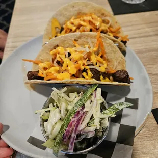 Korean BBQ taco with slaw. This tasted more like pot roast with bland slaw. Missing the Asian flavors. Missed the mark here.