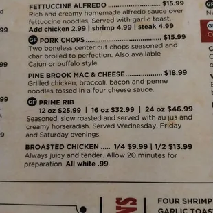 menu