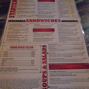 Front of the menu.
