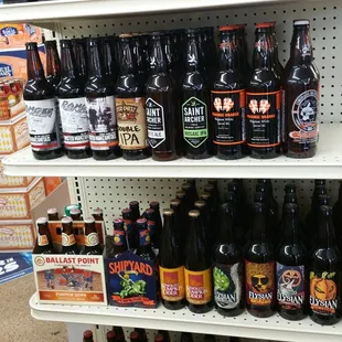 shelves of various types of beer