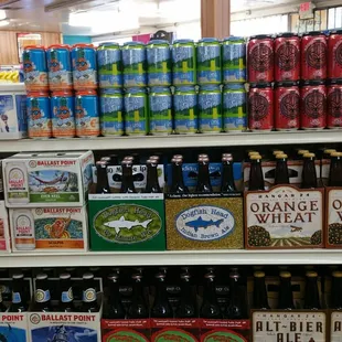 shelves of various types of beer