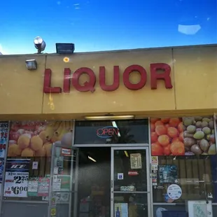 the front of a liquor shop
