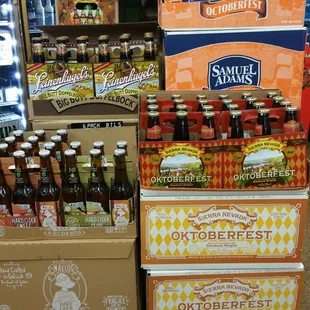 a display of bottles of beer