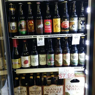 a display of beer bottles