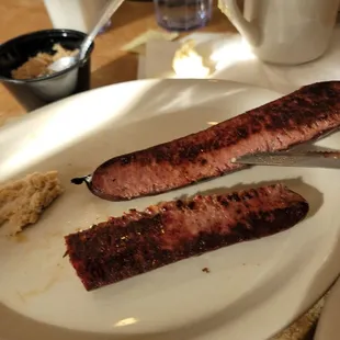grilled Polish sausage link with real horseradish clean out them sinuses lol