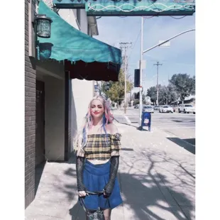 My wife Deanna Jaxine Stinson in front of Pine Cove Tavern in Sacramento.