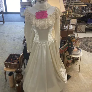 An antique wedding dress in pristine condition.