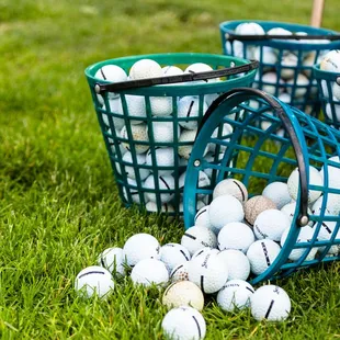 a basket of golf balls