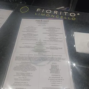a menu on a table