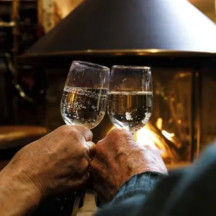 Enjoying a toast at nearby winery
