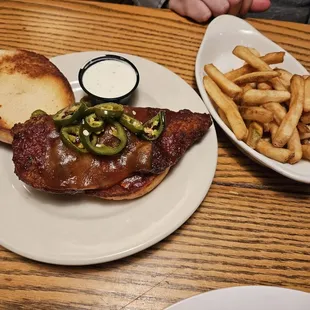 Honey Hot chicken sandwich with a side of Fries
