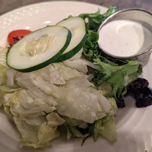 Side salad with ranch dressing