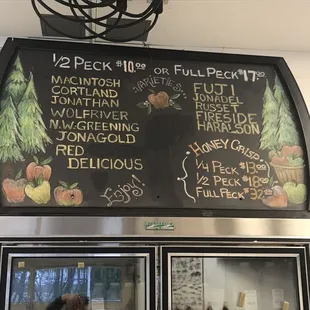 a menu on a blackboard