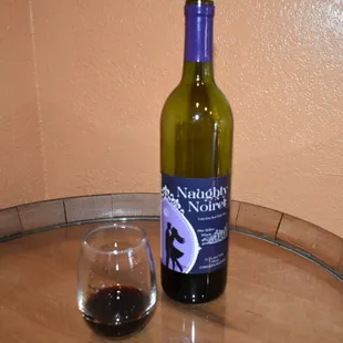 a bottle of wine and a glass of wine