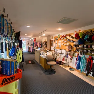Our Pro Shop carries the finest lines of tennis racquets, shoes, clothing, and accessories, including many leading brand names.