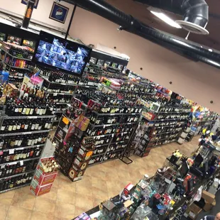 rows of wine bottles