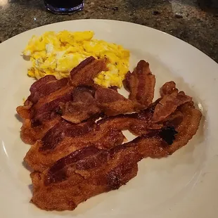 Scrambled eggs and bacon