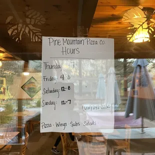 a sign in the window