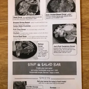 the menu for the restaurant