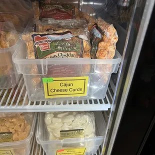 a variety of cheese curds