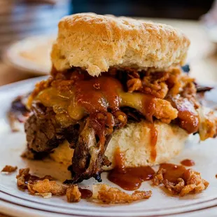 a pulled pork sandwich on a plate