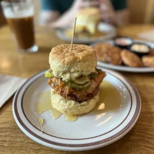 a biscuit sandwich on a plate
