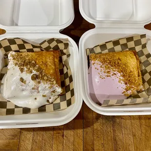 Peach cobbler pop tart and Marionberry Sweet Corn Pop Tart