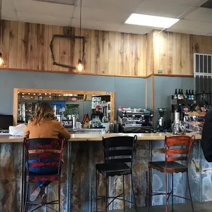 a woman sitting at the bar