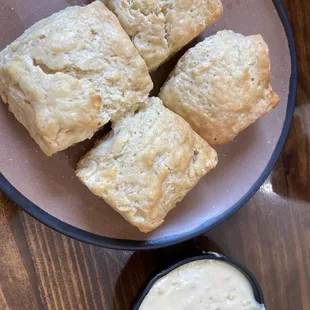 Biscuits with hot pepper cheese gravy