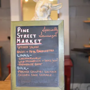 a menu on a chalkboard