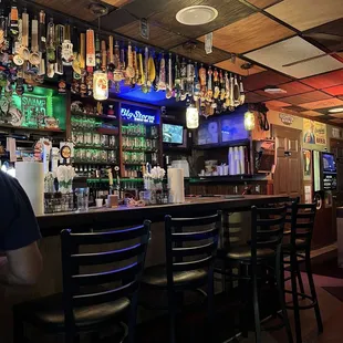 Part of the bar with named mugs