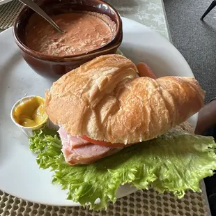 Half Club Croissant With Soup Or Salad
