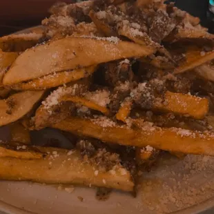 a plate of french fries