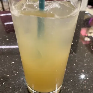 Complimentary pineapple drink