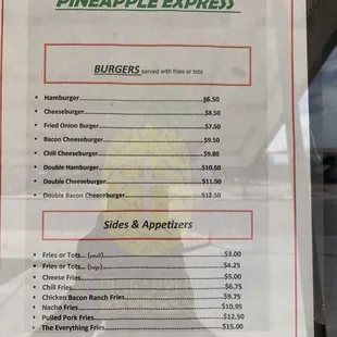 Other 1/2 of the menu.