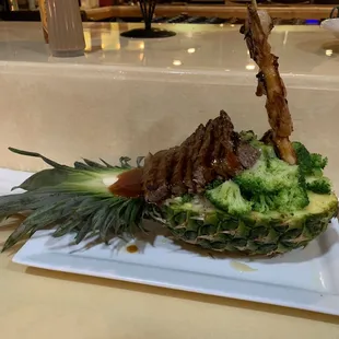 Pineapple Jack. Steak and shrimp