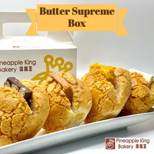 NEW Butter Supreme Box. A sampler of your favorite pineapple buns with butter
