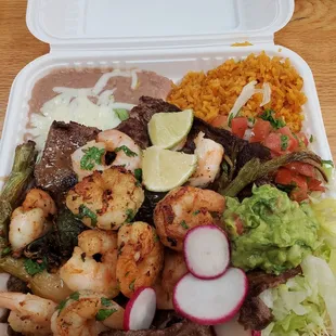 Mar y Tierra also known as Earth and Sea: Shrimp and Steak Combo
