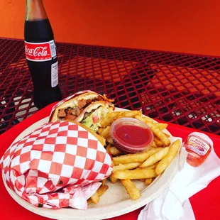 Mexican Cuban sandwich. Real coke.