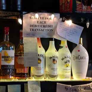 bottles of liquor on display