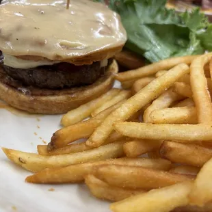 Raj burger with fries