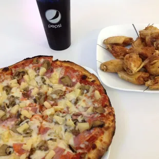Pizza and wings from my favorite place.