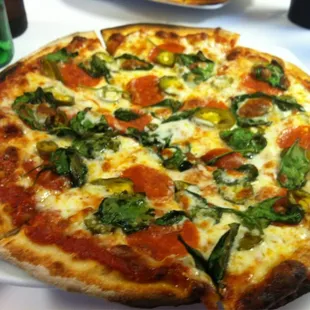 Pepperoni jalapeño and spinach!   Sooooooo good!