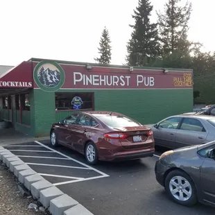 Double parking in the parking lot.