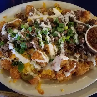 Tot-Chos for $9 (hh) + $2 up-charge for taco ground beef.