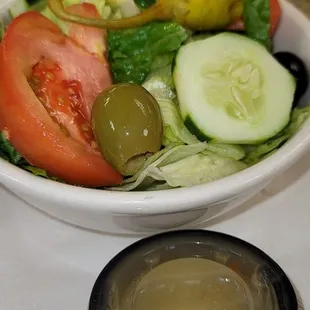 The spectacular side salad that came gratis with my entry.