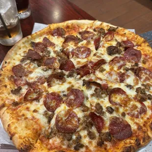 Pepperoni meatball pizza